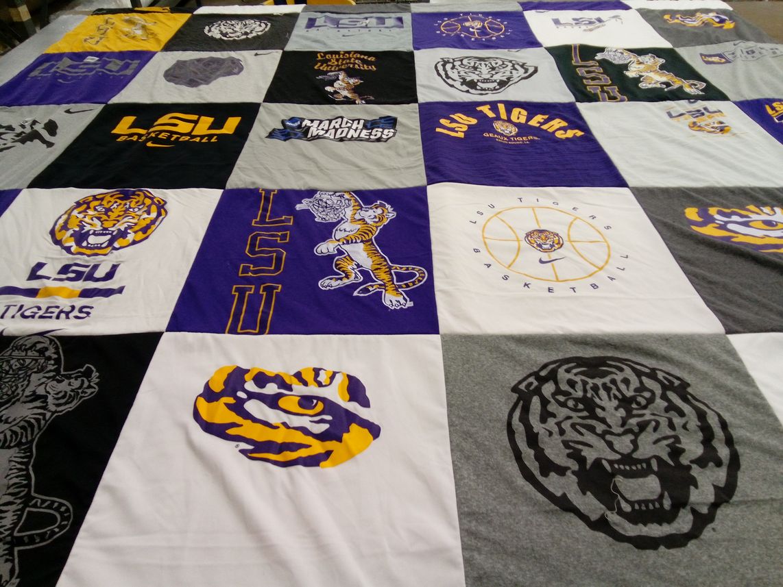 T-shirt quilt featuring louisiana state university, lsu tigers by Wesley from LA