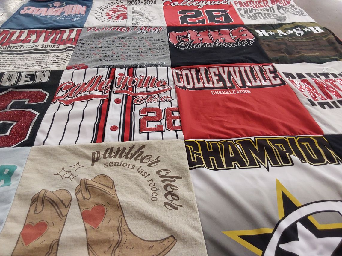 T-shirt quilt featuring colleyville panthers by Ashley from TX