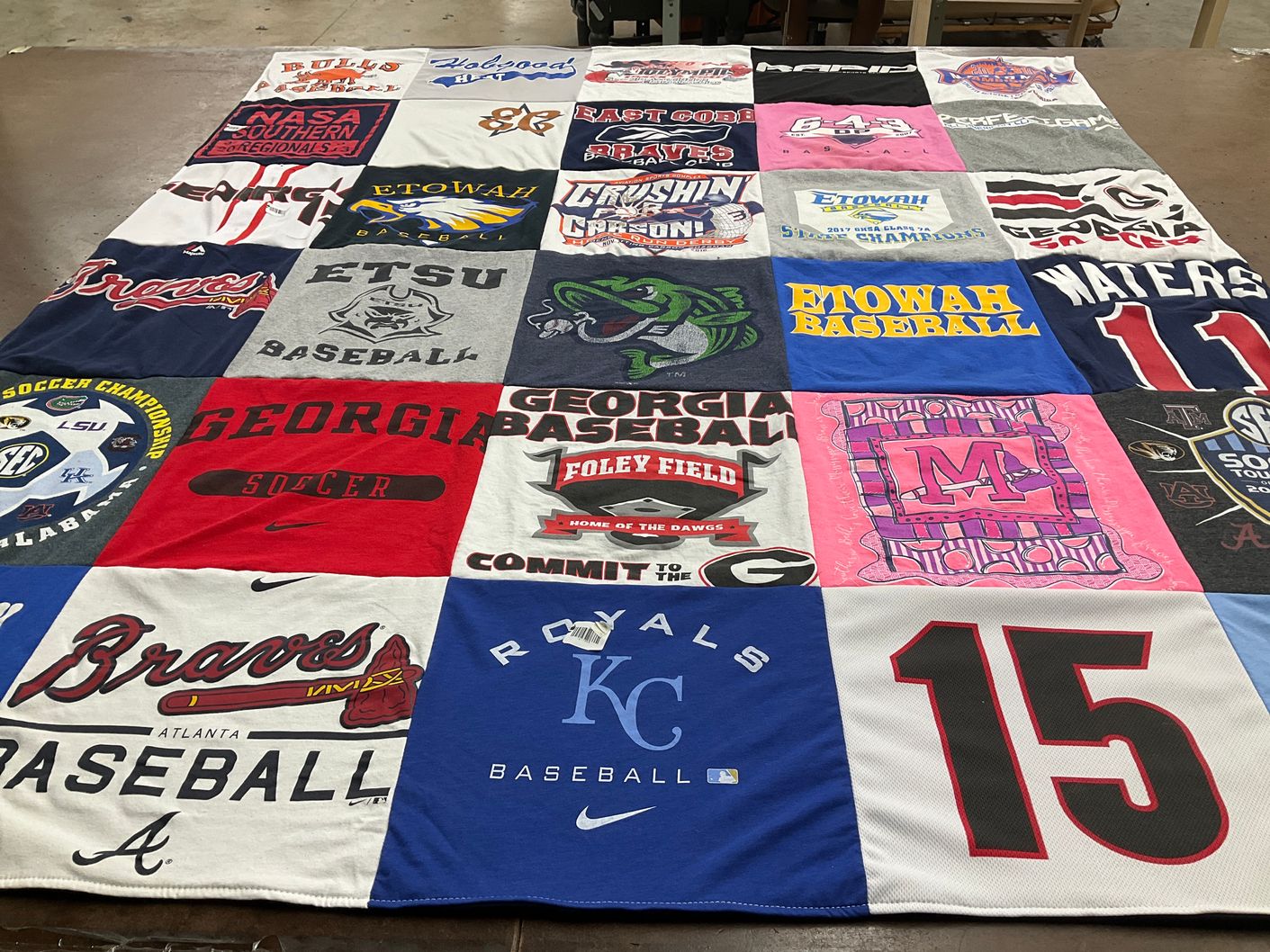 T-shirt quilt featuring atlanta braves, georgia bulldogs by Lisa from GA