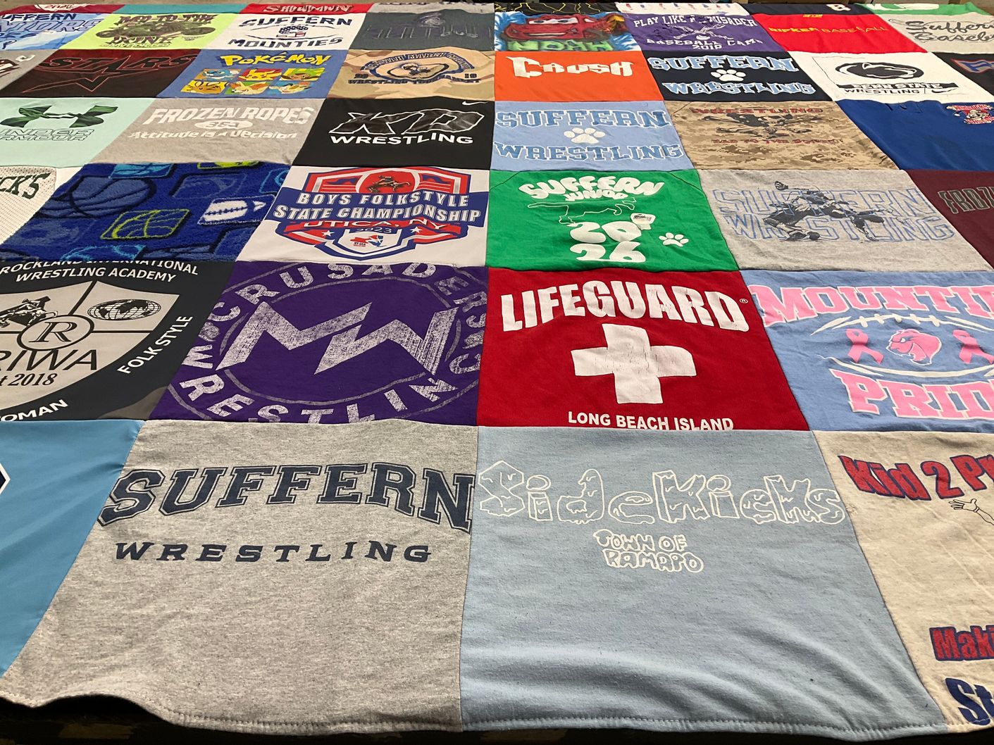 T-shirt quilt featuring suffern wrestling team by Michelle from NY