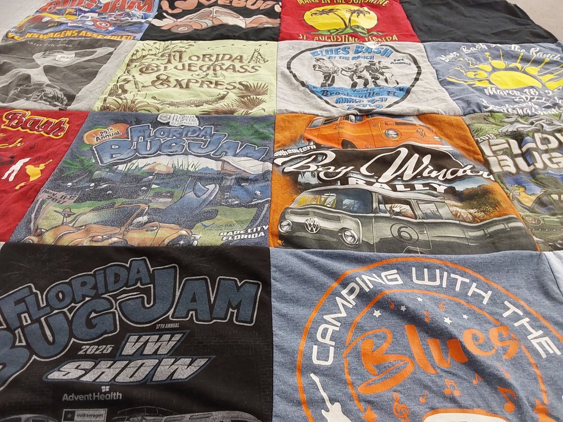 T-shirt quilt with bluegrass, vw cars themes by DONNA from FL
