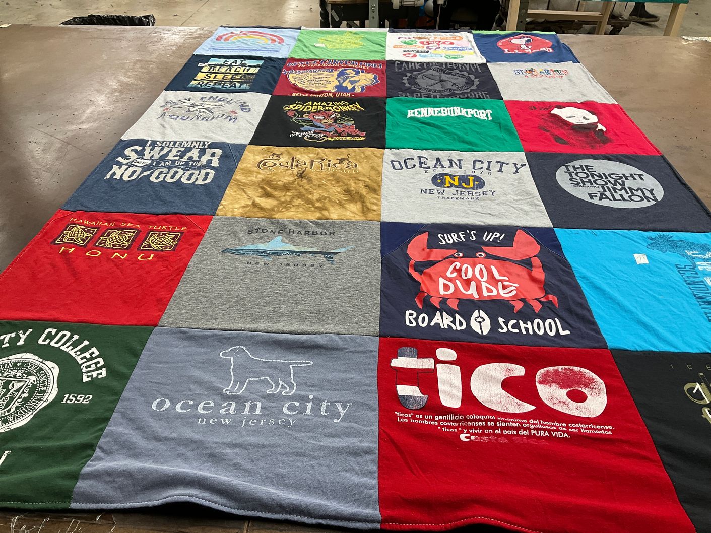 T-shirt quilt from ocean city college by Kathryn from NY
