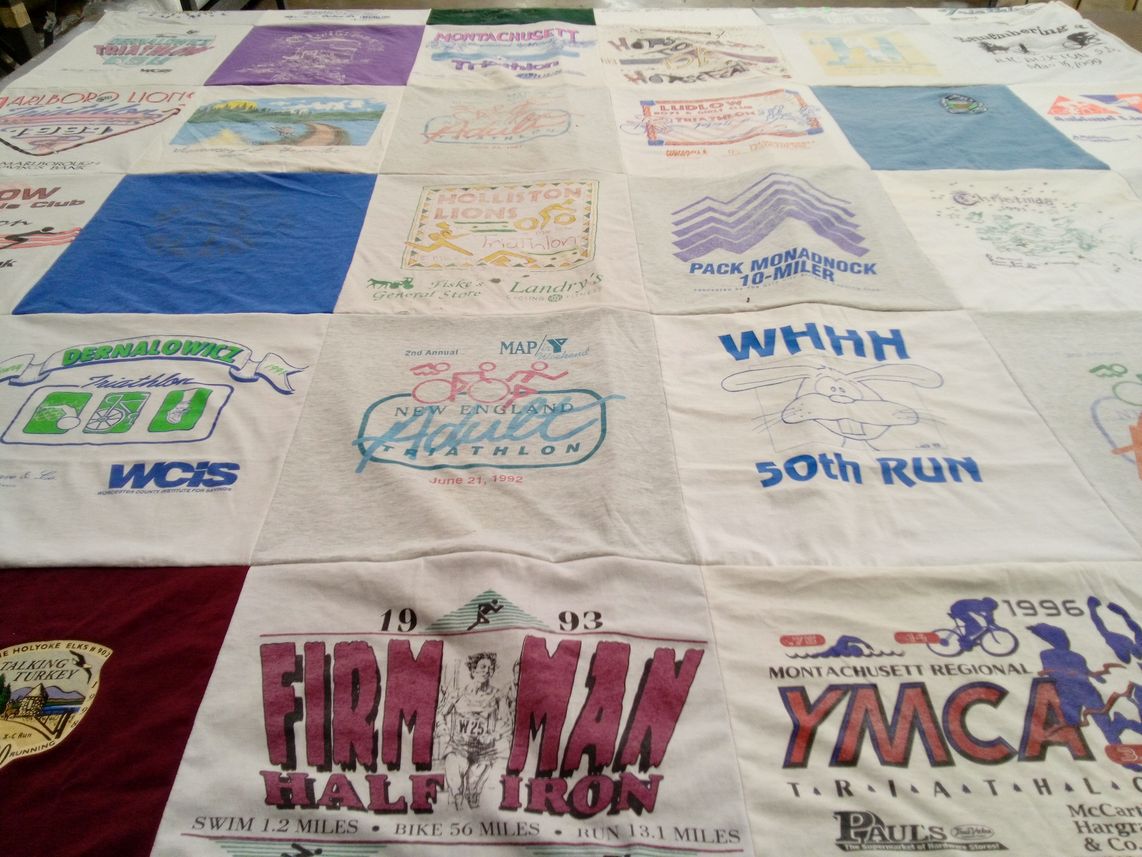 T-shirt quilt with triathlon, running themes by Mark from MA