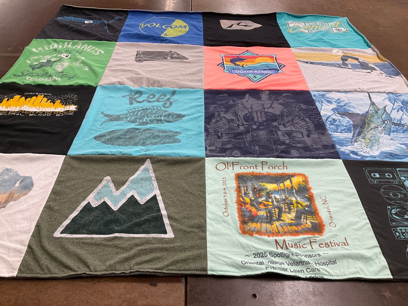T-shirt quilt with music, outdoor themes by Cristy from NC