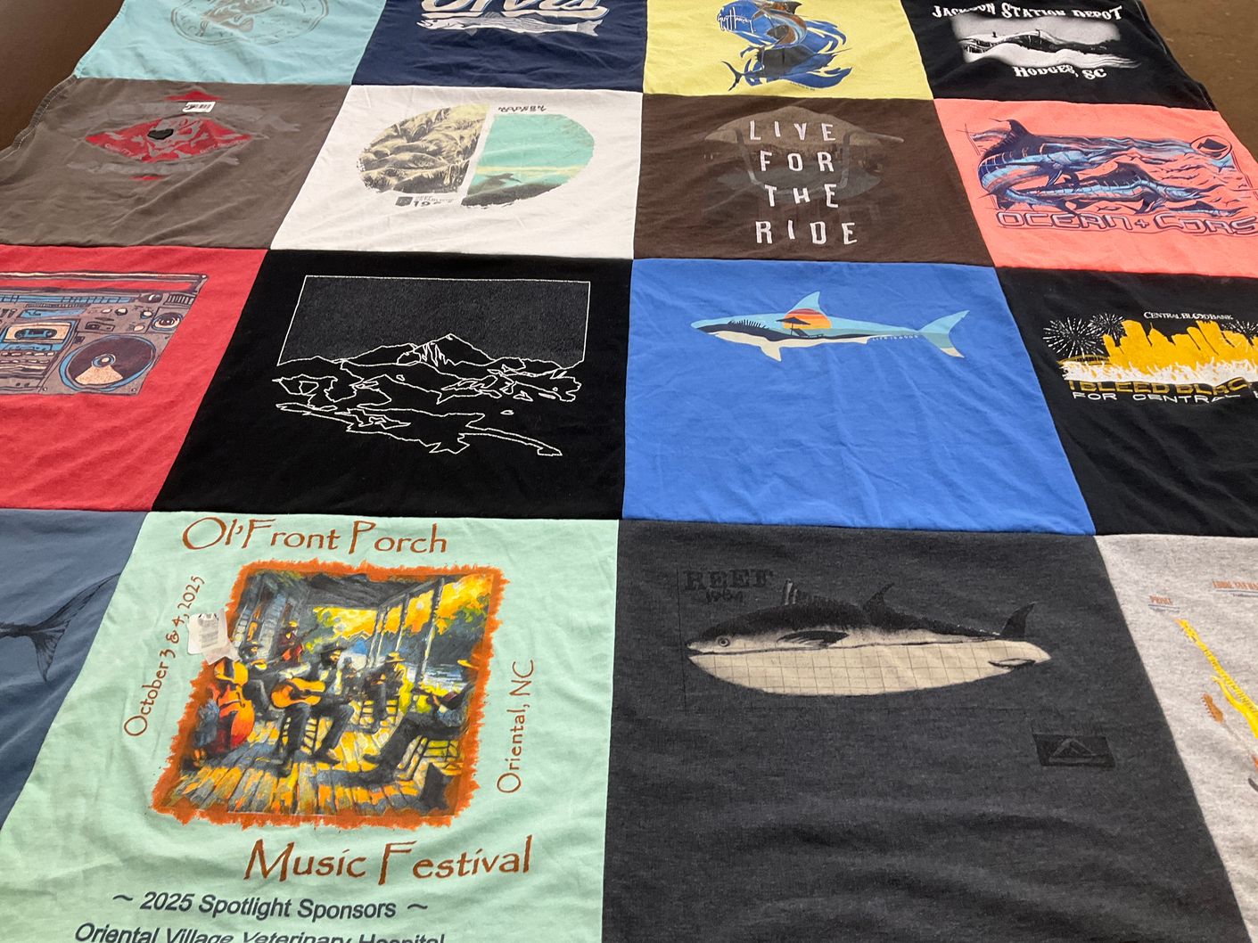 T-shirt quilt with music, outdoors themes by Cristy from NC
