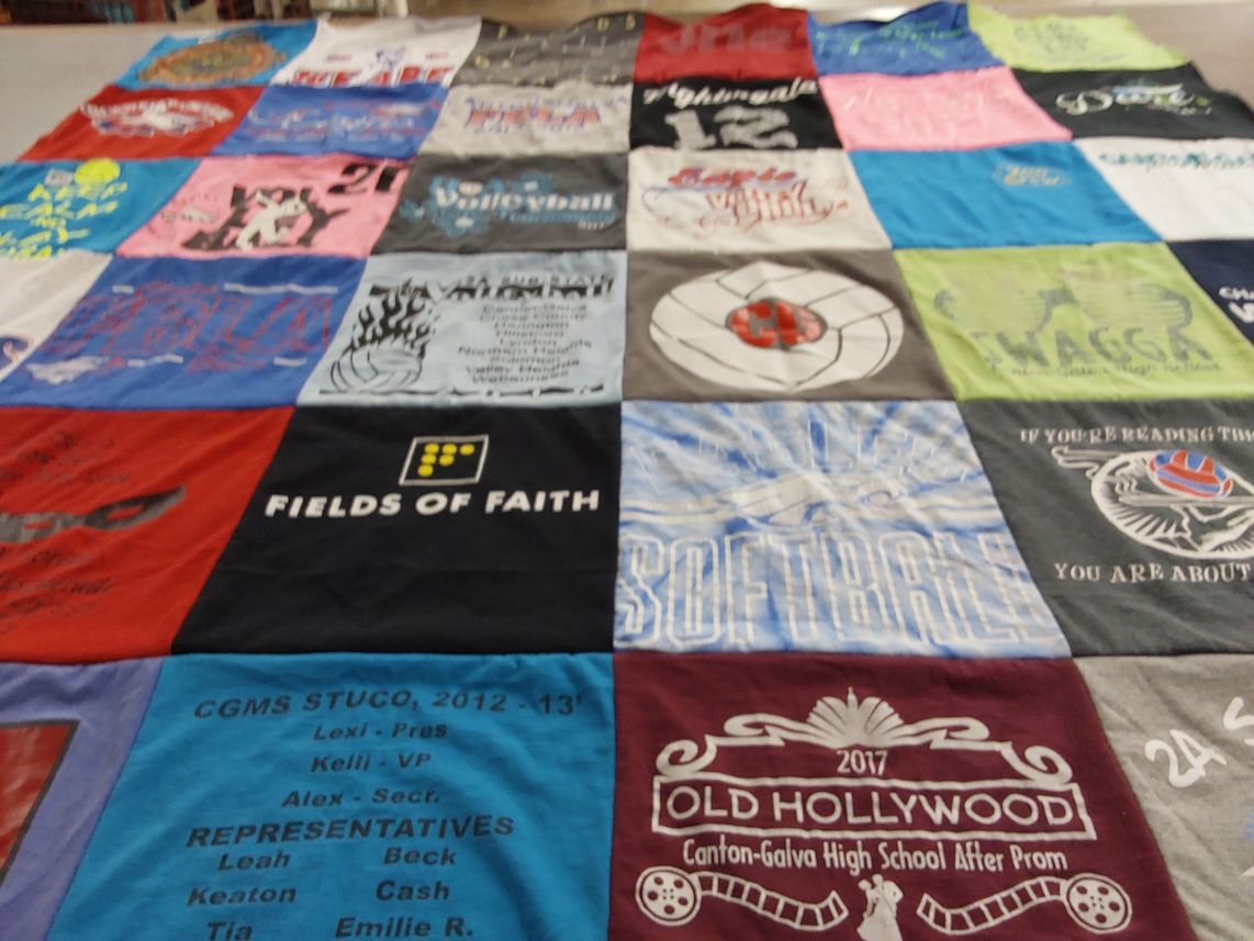 T-shirt quilt from canton-galva high school by Cammie from KS