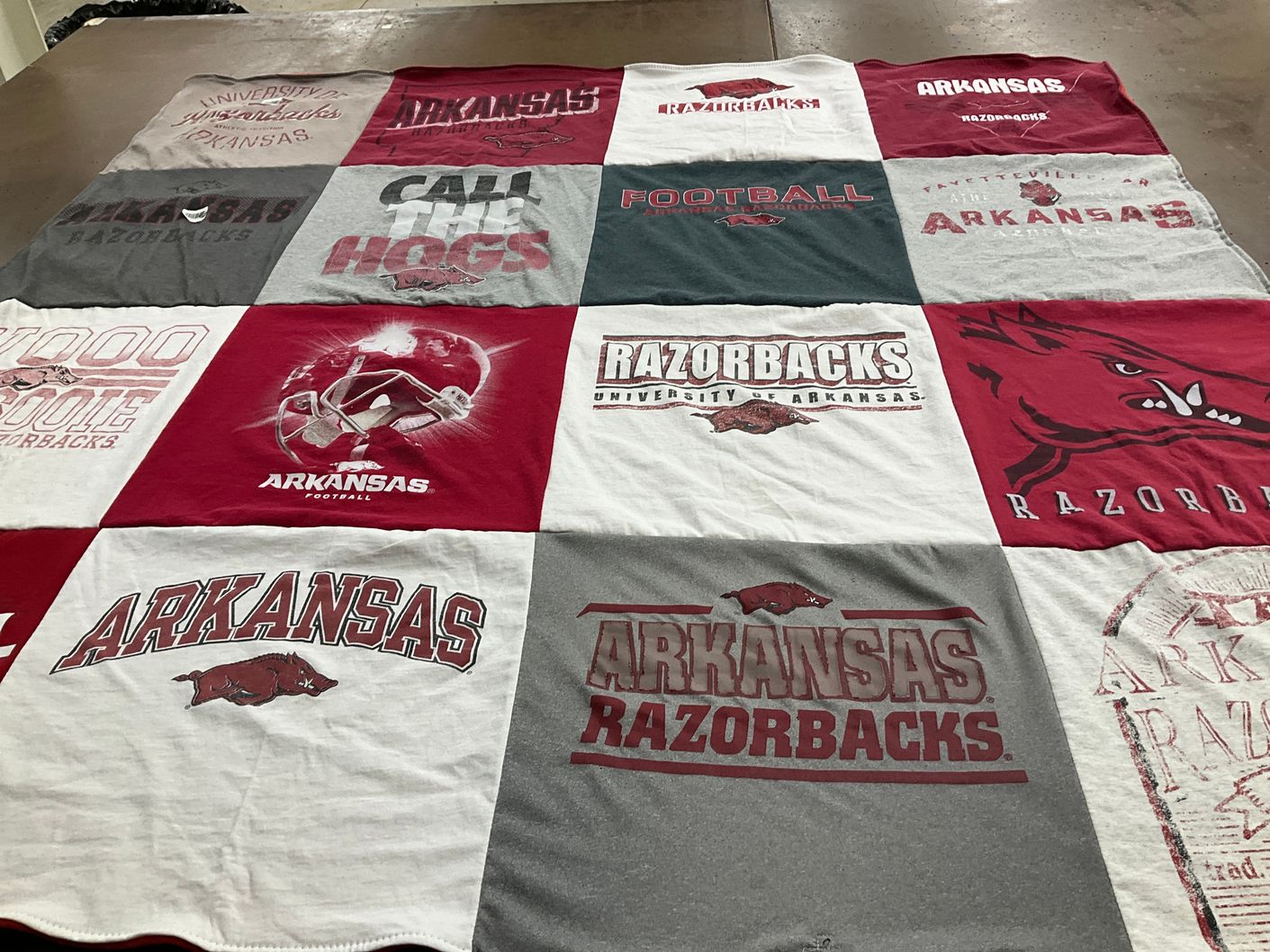 T-shirt quilt featuring university of arkansas razorbacks by Dawn from AR