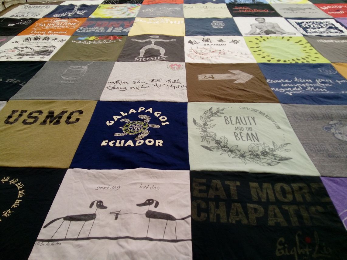 T-shirt quilt with travel, cuisine themes by Keith from NY