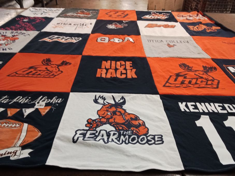 T-shirt quilt featuring utica college by Courtney from NY