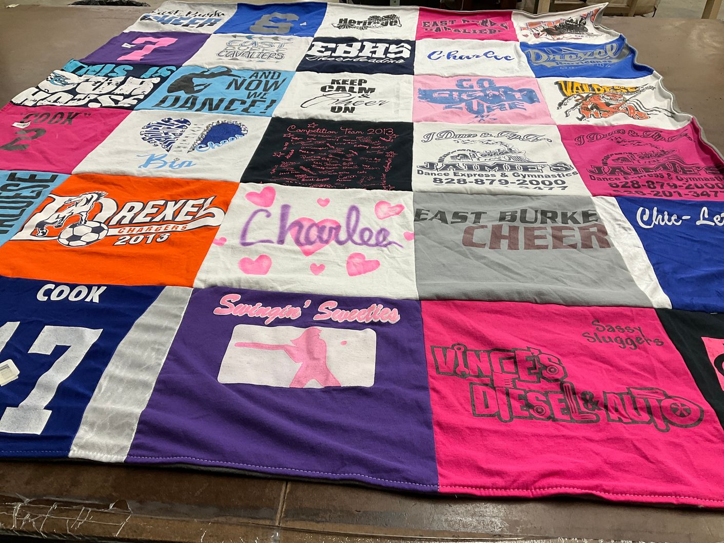 T-shirt quilt from drexel chargers high school by Jackie from NC