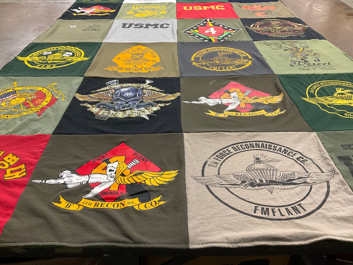 T-shirt quilt with military, reconnaissance themes by Jamie from GA