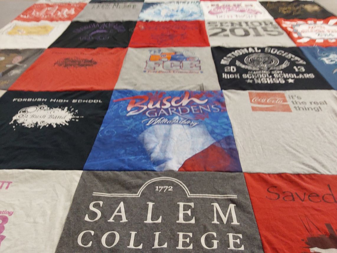 T-shirt quilt from salem college by Rebekah from NC