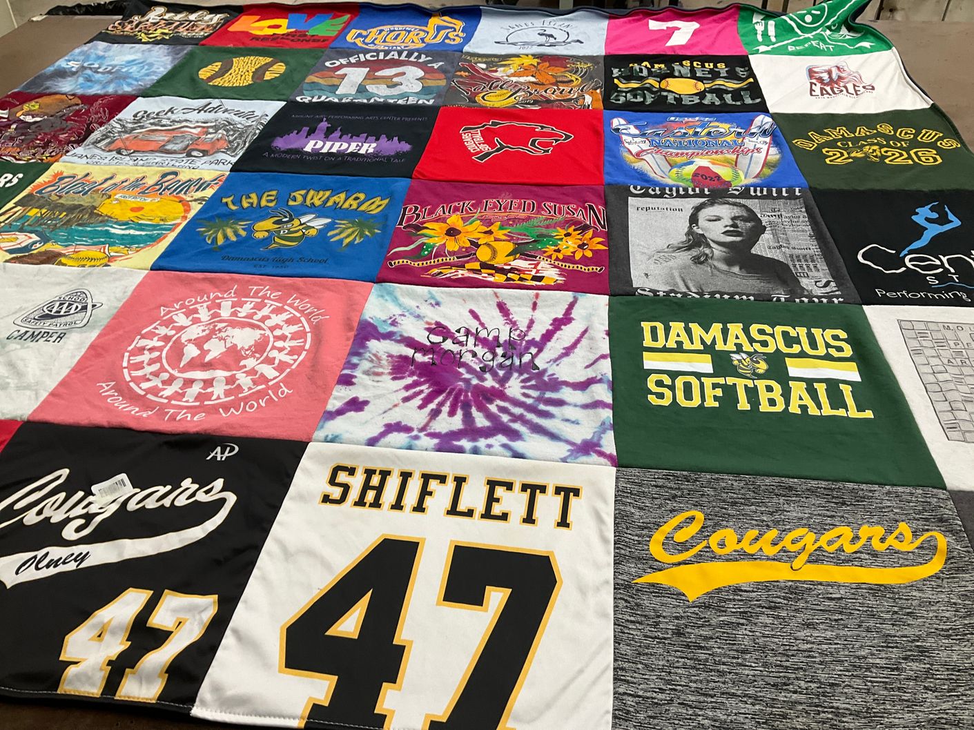 T-shirt quilt featuring damascus softball, cougars by Kelly from MD