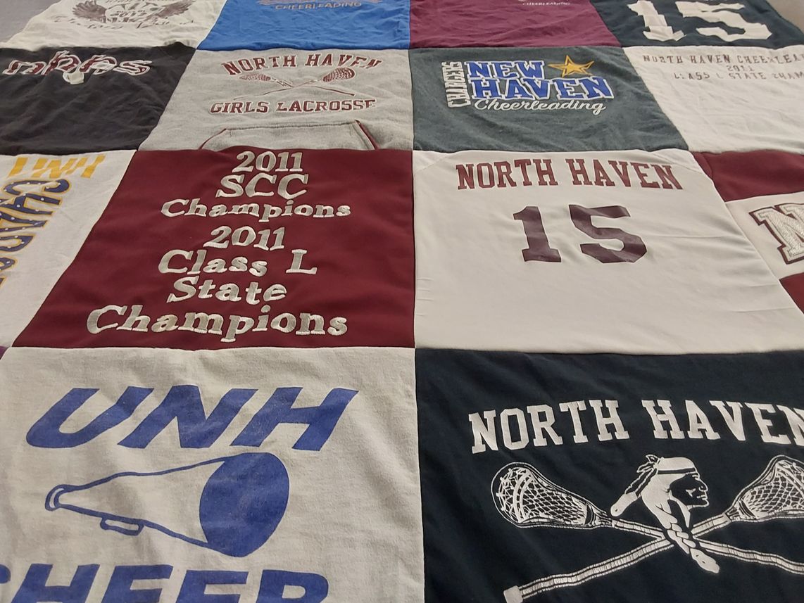 T-shirt quilt from north haven high school by Christopher from CT