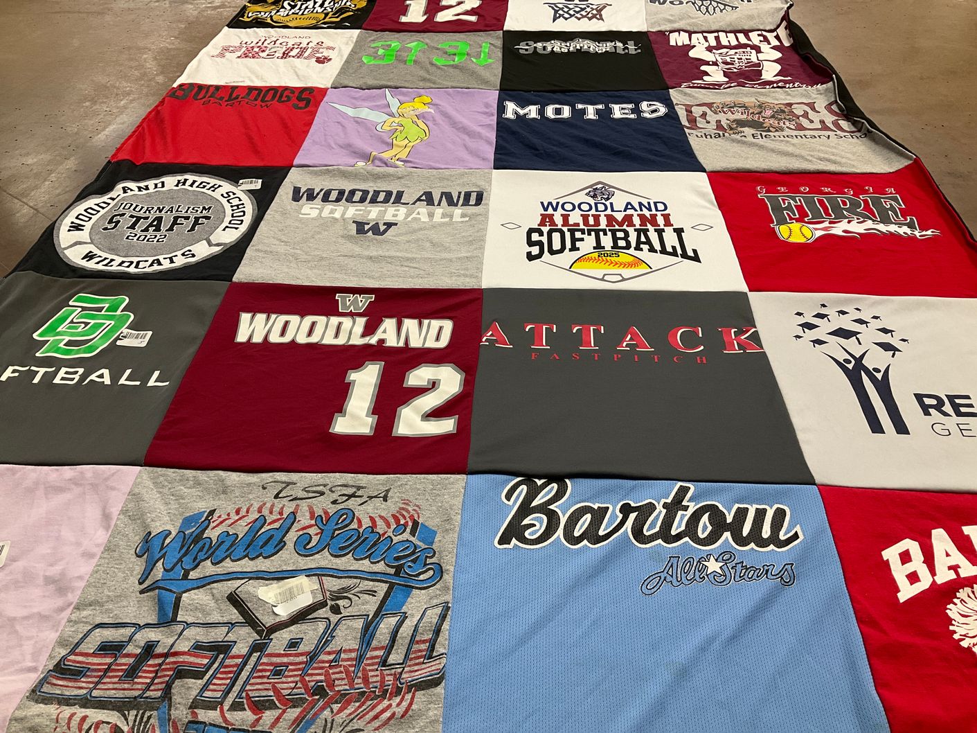 T-shirt quilt featuring woodland softball, bartow all stars by dylynn from GA