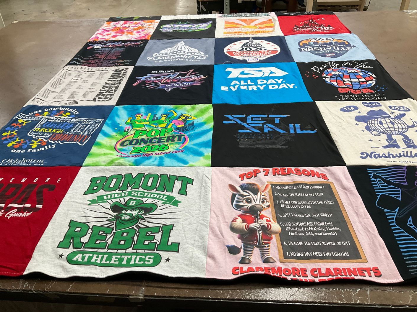 T-shirt quilt from bomont high school by Emalie from KS