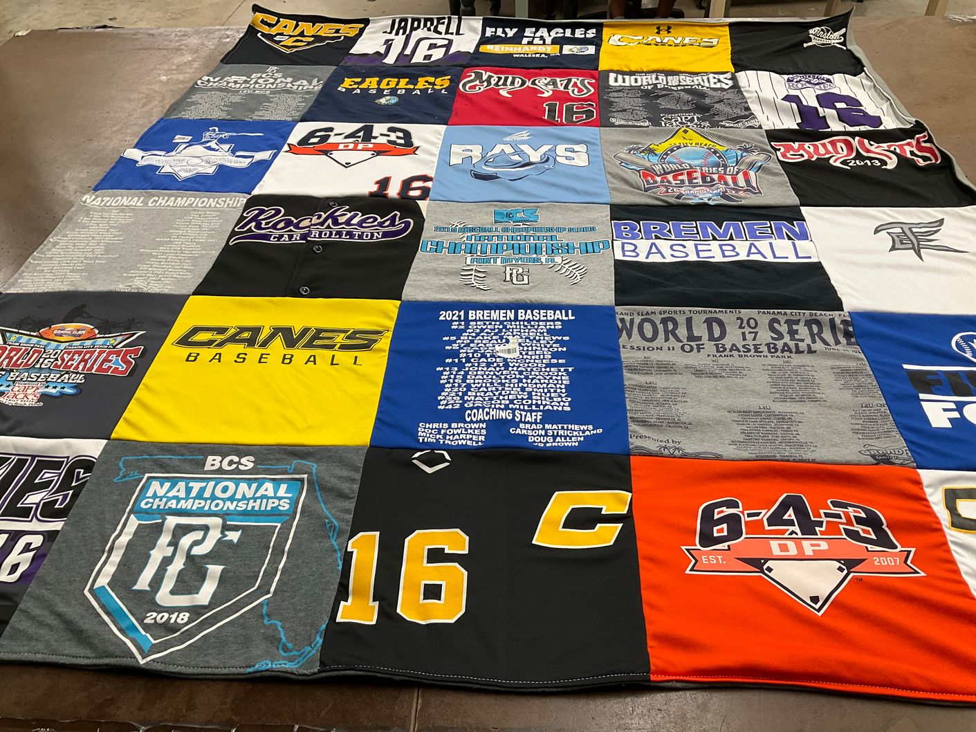 T-shirt quilt featuring canes baseball, rays baseball by Jamie from GA