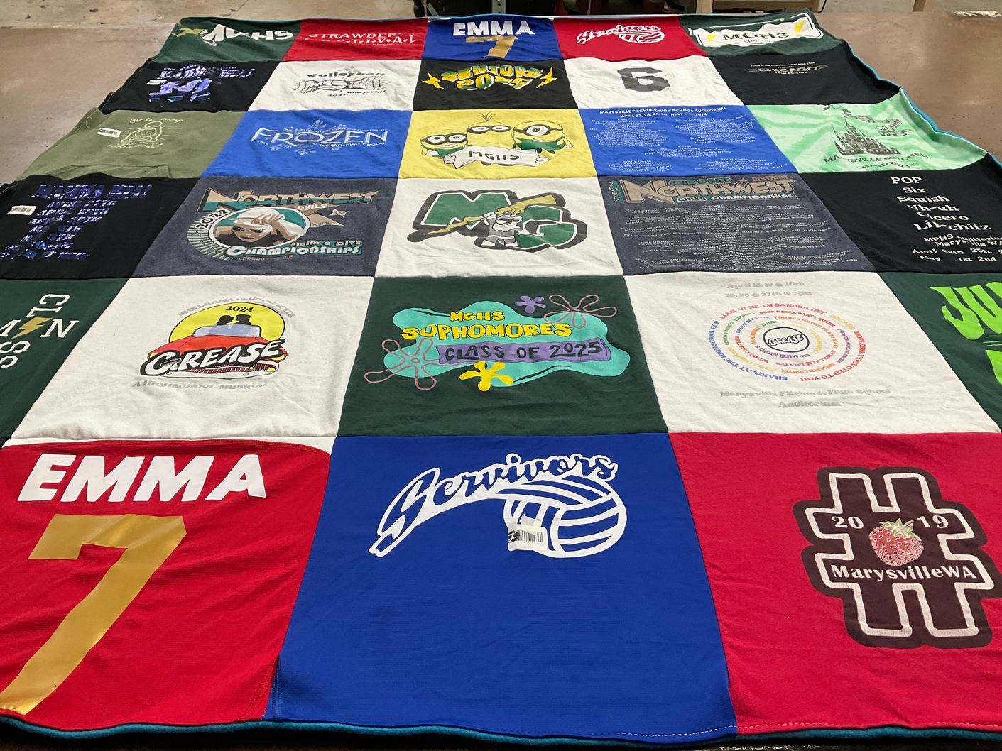 T-shirt quilt from marysville pilchuck high school by Norina from WA