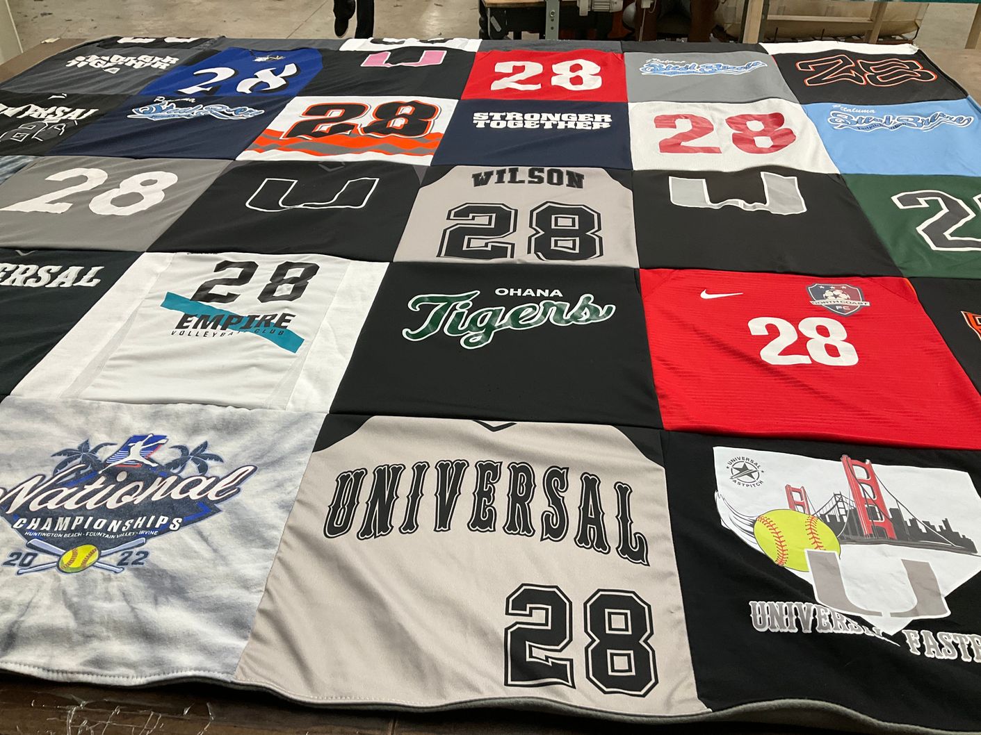 T-shirt quilt from university fastpitch by Christine from CA