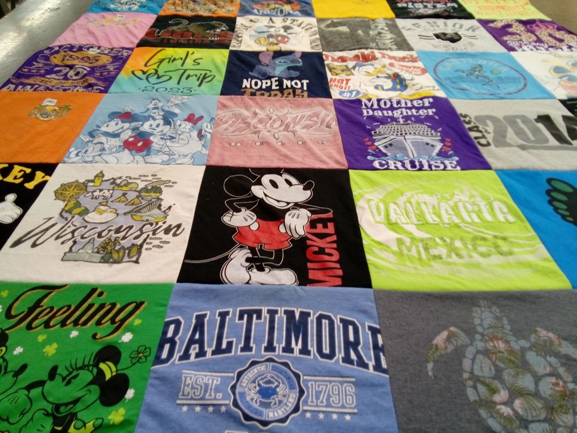 T-shirt quilt with travel, cruises themes by Brittany from WI