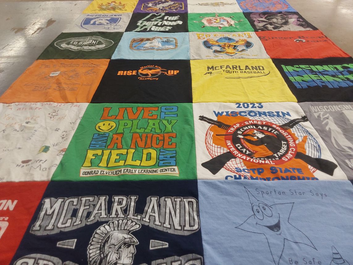 T-shirt quilt featuring mcfarland youth baseball by Erin from WI