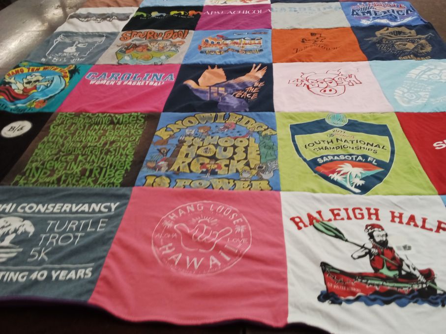 T-shirt quilt from university of north carolina by Anna Lily from NC