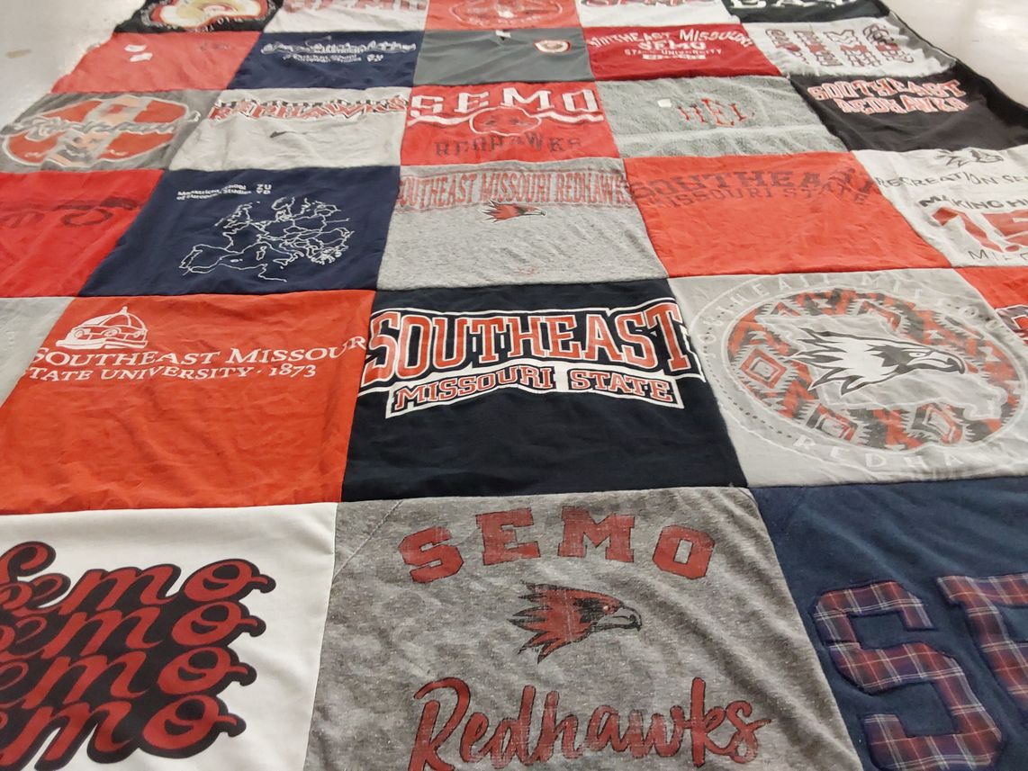 T-shirt quilt featuring southeast missouri state redhawks by Haley from MO