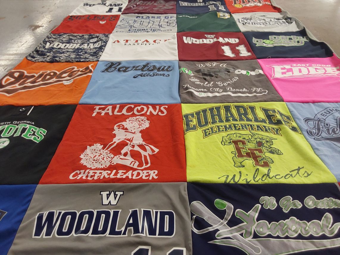 T-shirt quilt featuring indians, falcons by Allyssa from GA