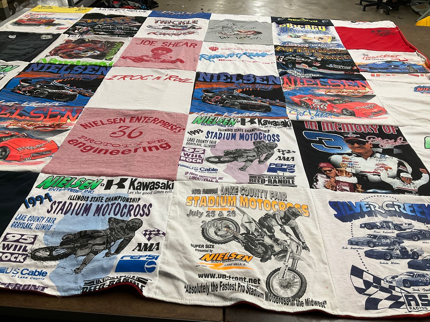 T-shirt quilt with motorsports, racing themes by Jerold from IL