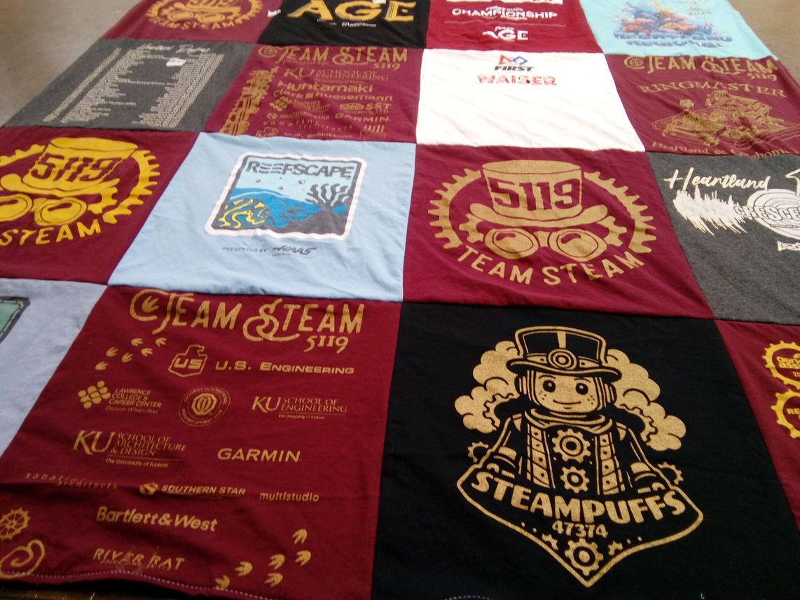 T-shirt quilt featuring team steam by Jenna from KS