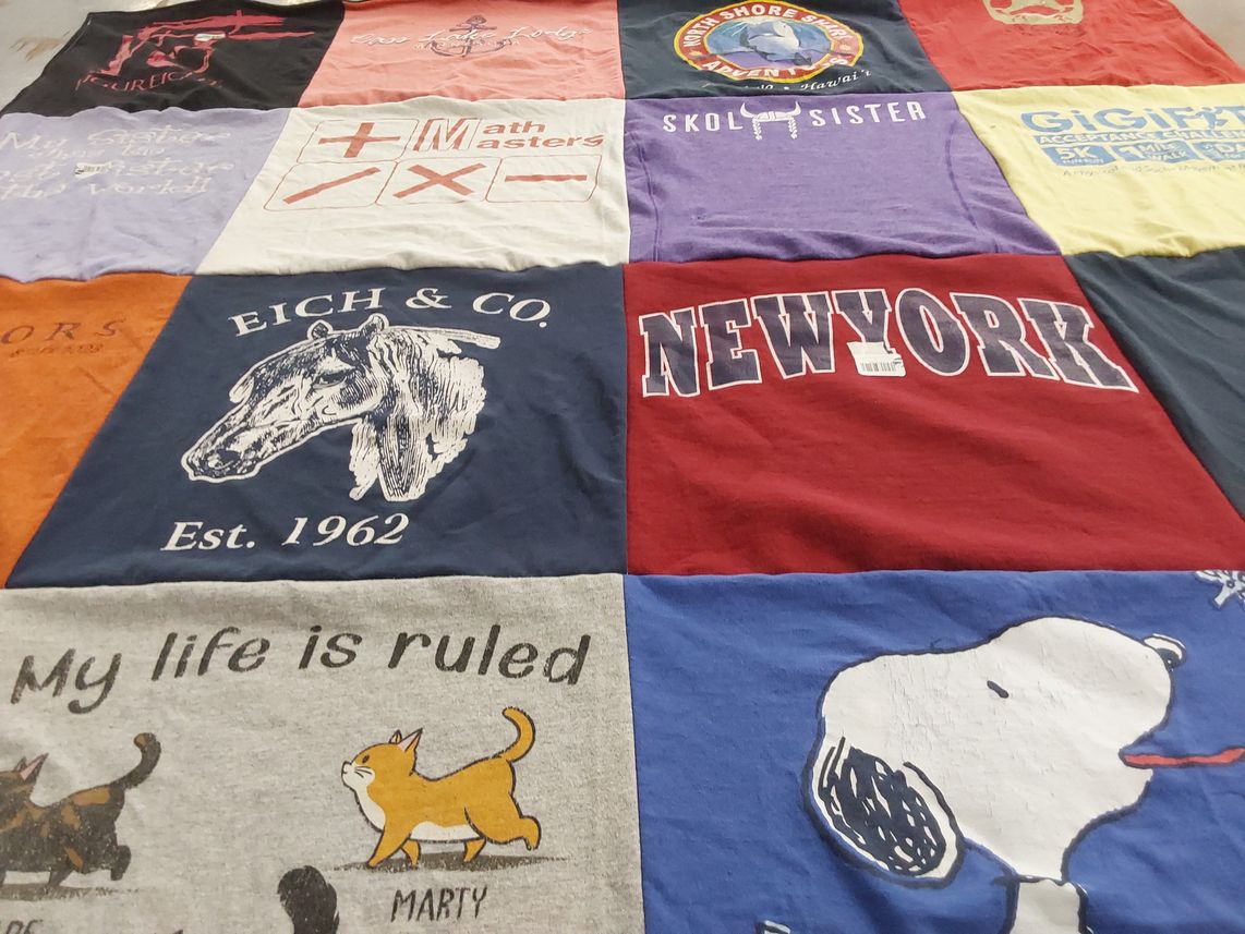 T-shirt quilt with pets, cats themes by Mark from MN