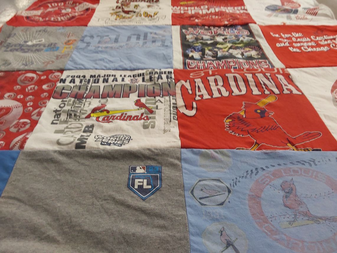 T-shirt quilt featuring st louis cardinals by Tricia from MO