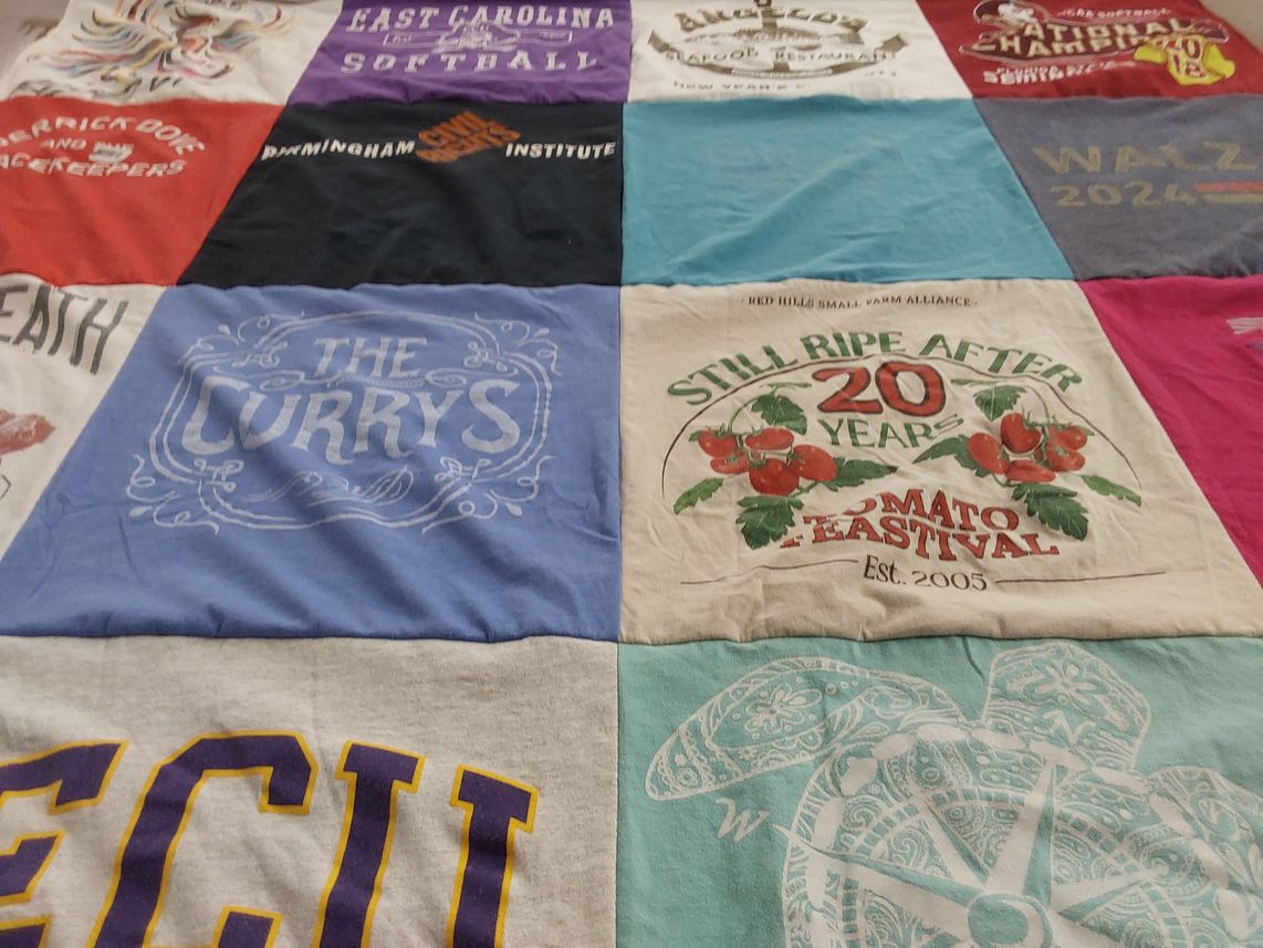 T-shirt quilt from east carolina university by Judi from FL