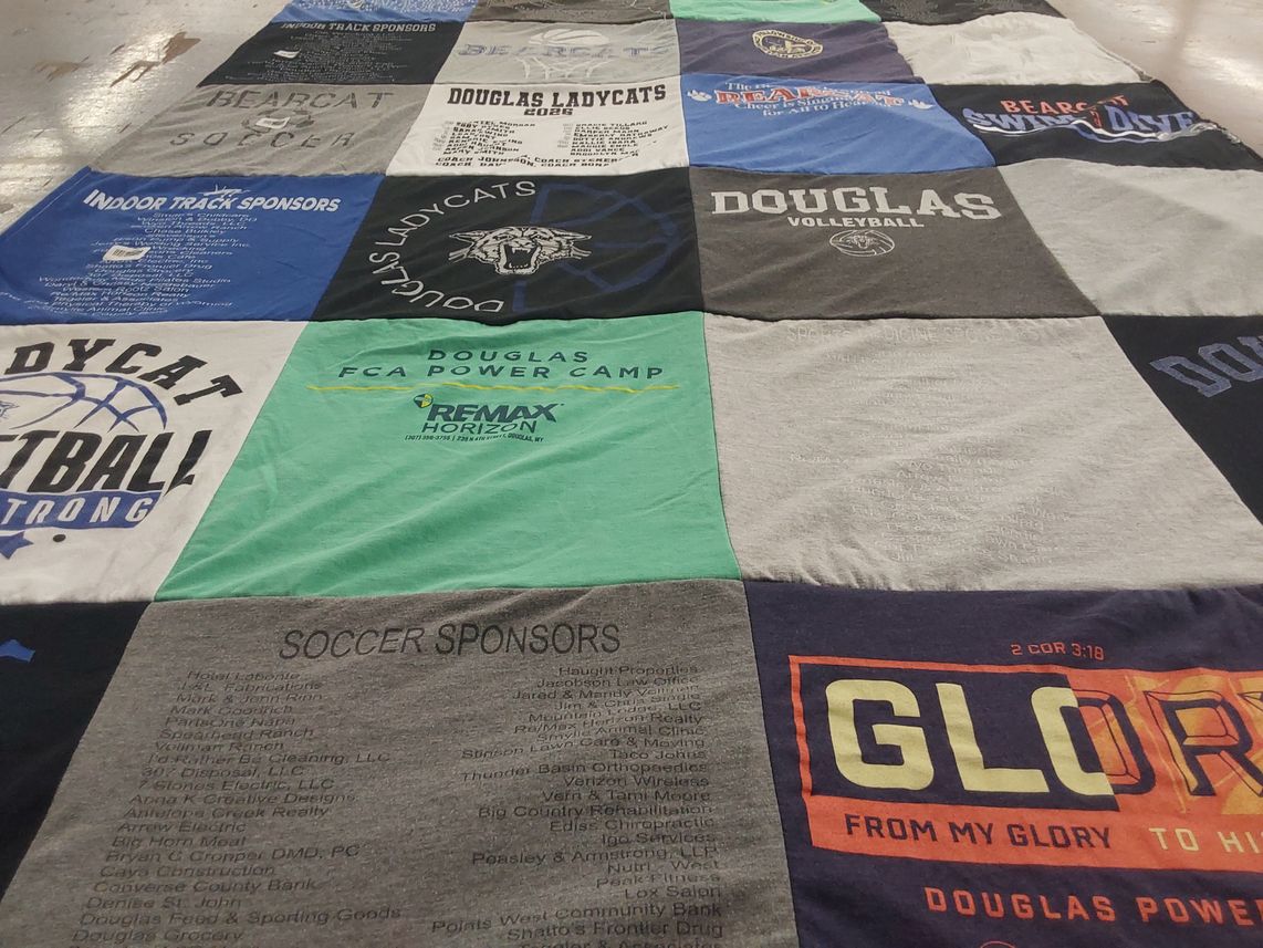 T-shirt quilt featuring douglas volleyball, douglas ladycats basketball by Ryan from AZ