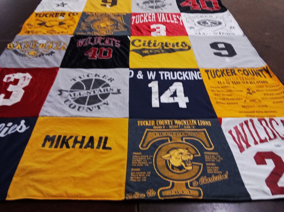 T-shirt quilt featuring tucker county mountain lions by Gabriella from WV