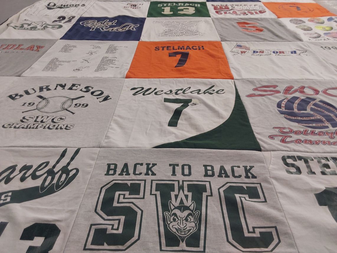 T-shirt quilt featuring southwest conference volleyball team by Lauren from OH