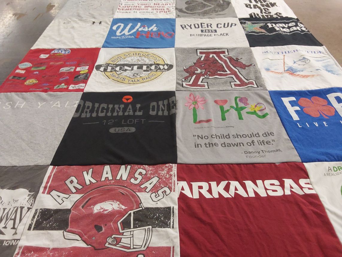 T-shirt quilt featuring university of arkansas by James from AR
