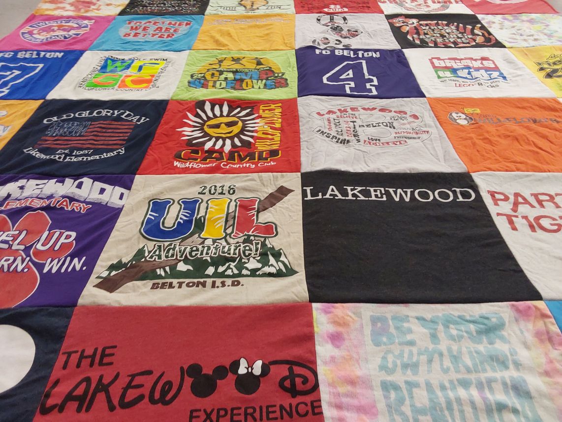 T-shirt quilt featuring belton high school tigers by COX, from TX
