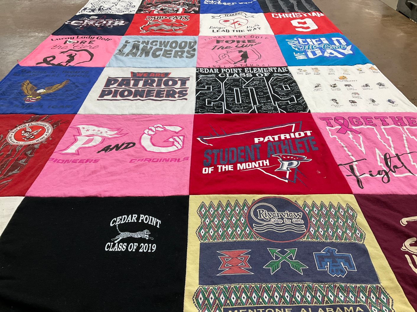 T-shirt quilt featuring patriot pioneers by Mady from VA