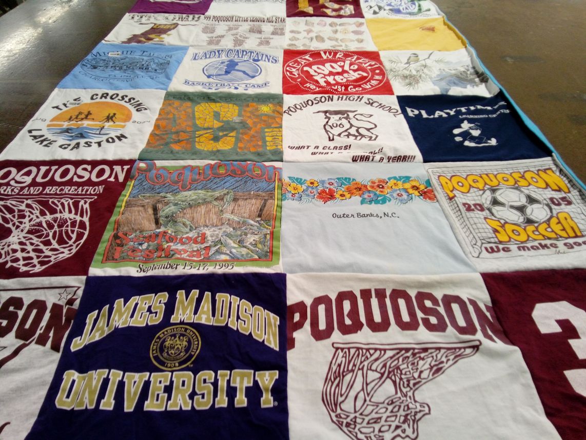 T-shirt quilt featuring poquoson soccer, lady captains basketball by Eileen from VA