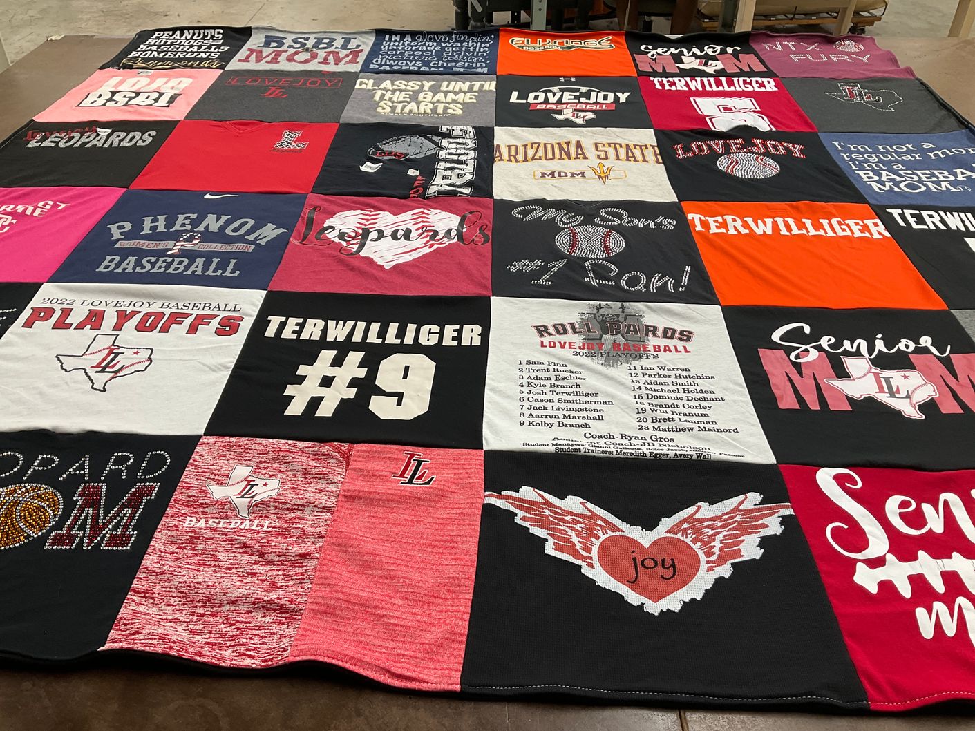 T-shirt quilt featuring lovejoy baseball by Kellee from TX