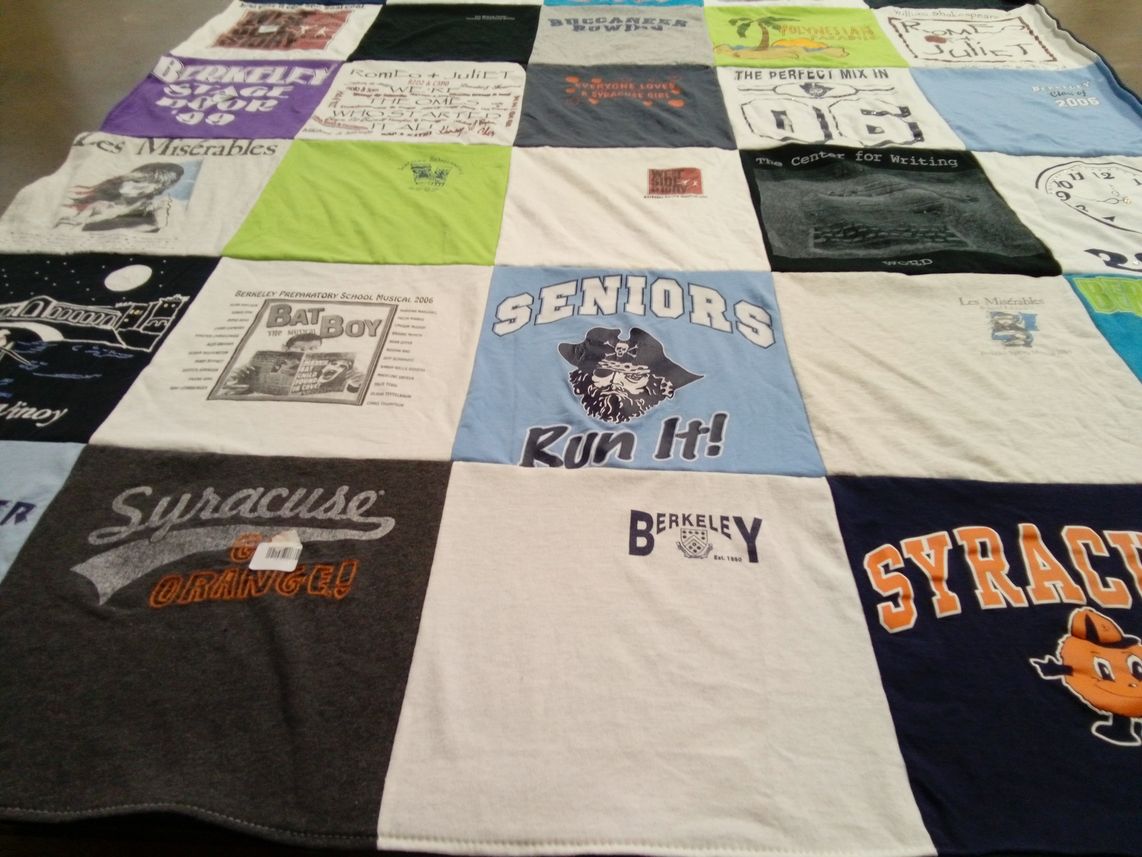 T-shirt quilt from berkeley preparatory school, syracuse university by Judith from FL