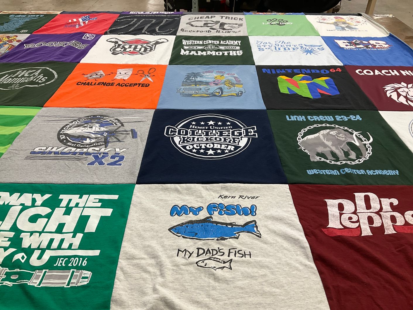 T-shirt quilt from kern center academy by Toni from CA