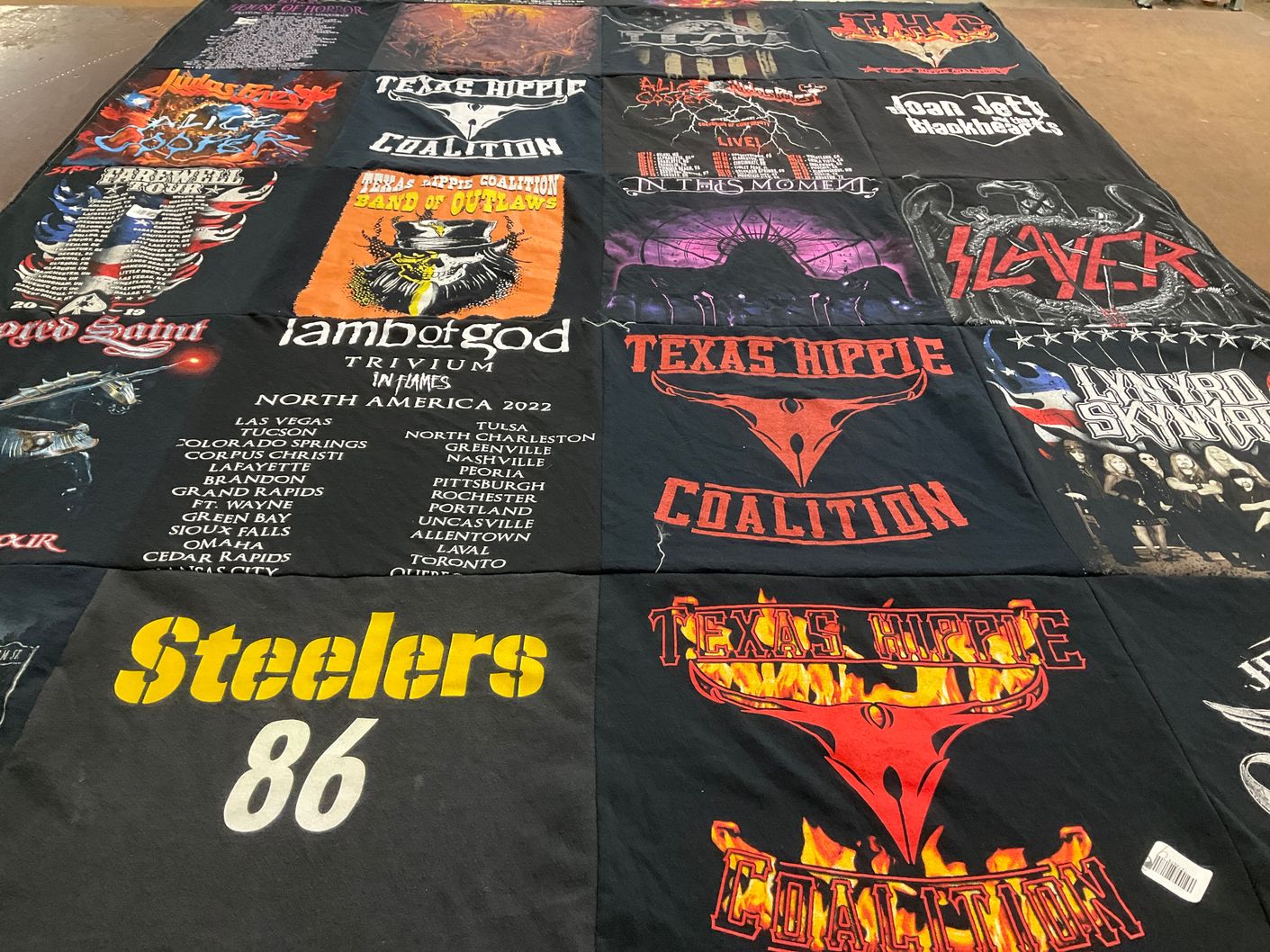 T-shirt quilt with music, concerts themes by Kellie from NC