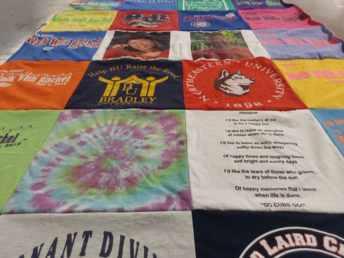 T-shirt quilt from bradley university, northeastern university by Rosemary from IL