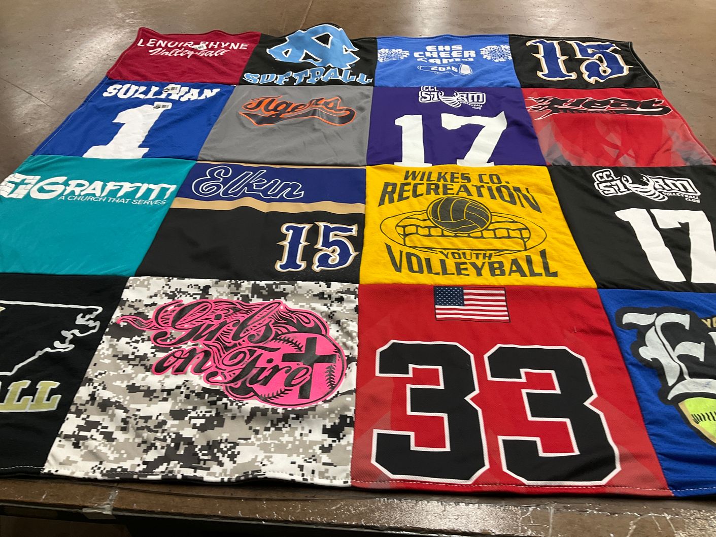 T-shirt quilt featuring cc slam, elkin high school by Haley from NC