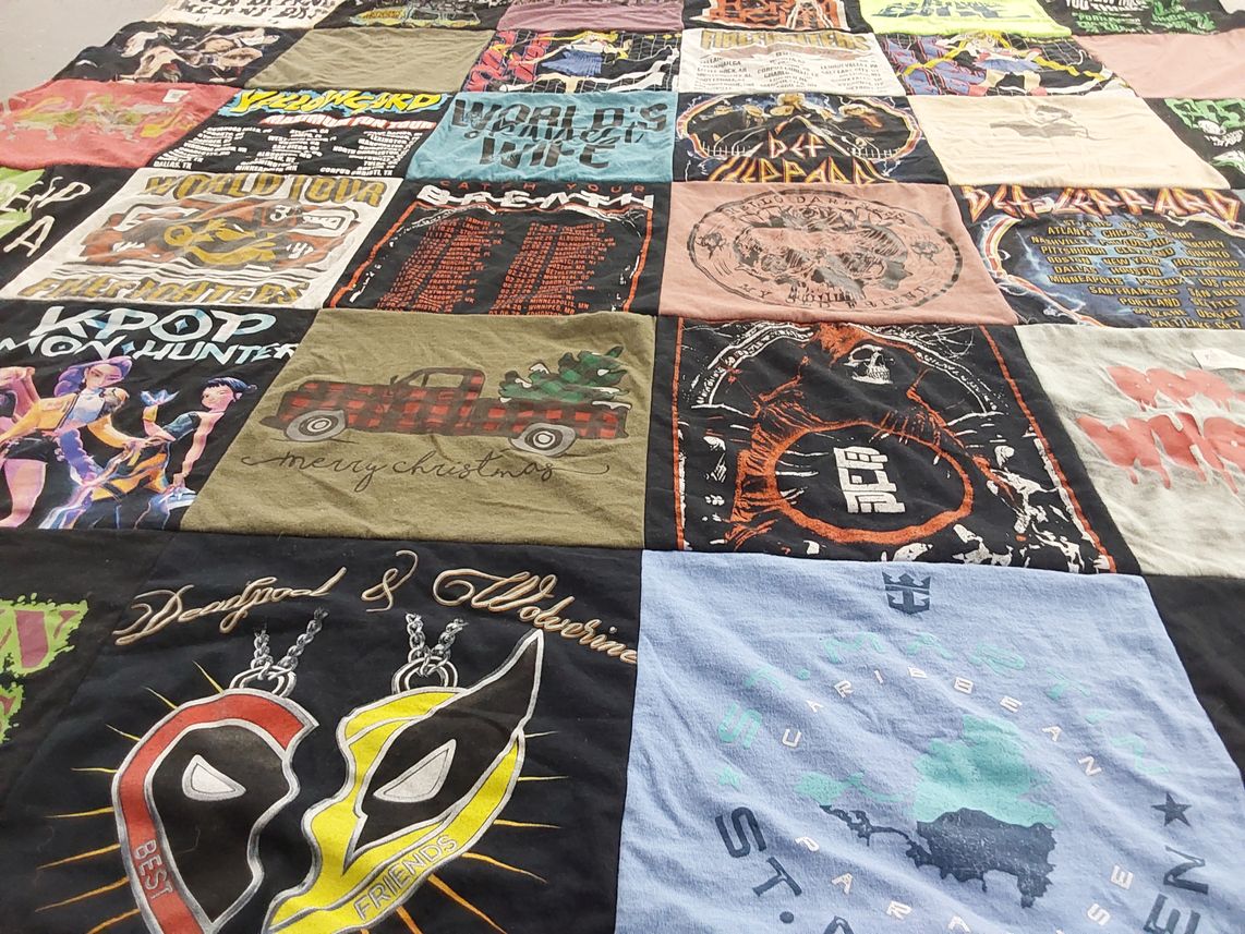 T-shirt quilt with music, kpop themes by Nikkole from AZ