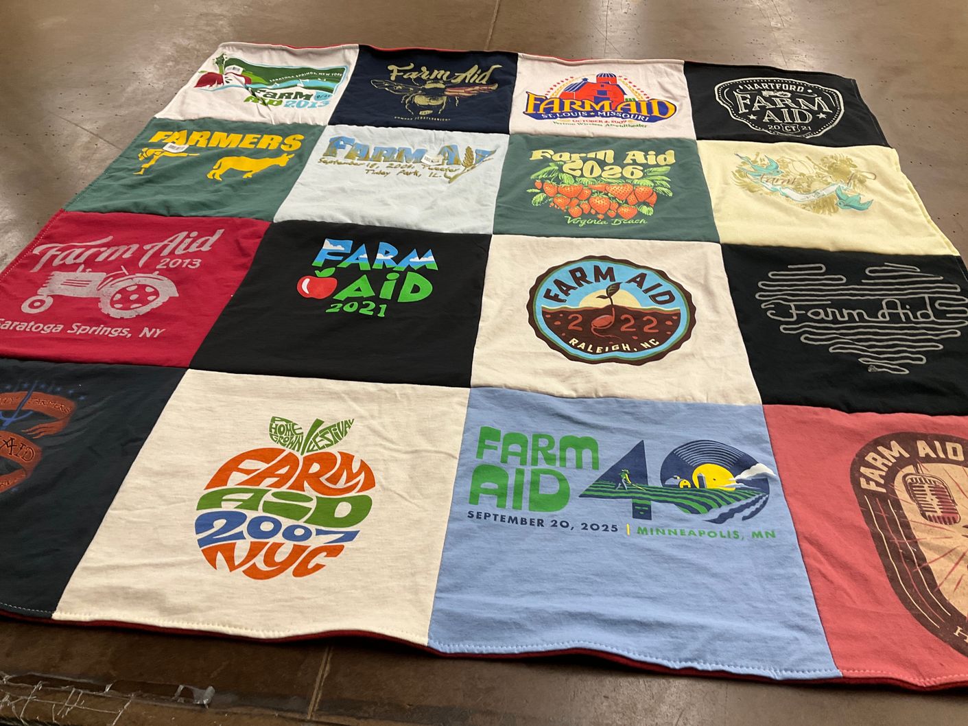 T-shirt quilt with farming, music themes by Rick from RI