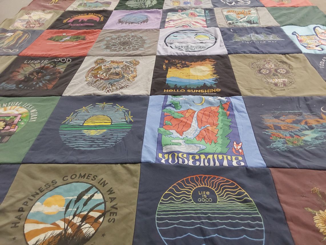 T-shirt quilt with nature, outdoors themes by Shauna from RI