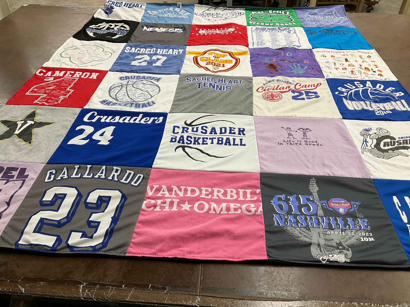 T-shirt quilt featuring crusaders basketball by Valentine from LA